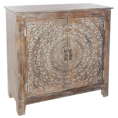Commode Shirel 2 portes bois blanchi Atmosphera 