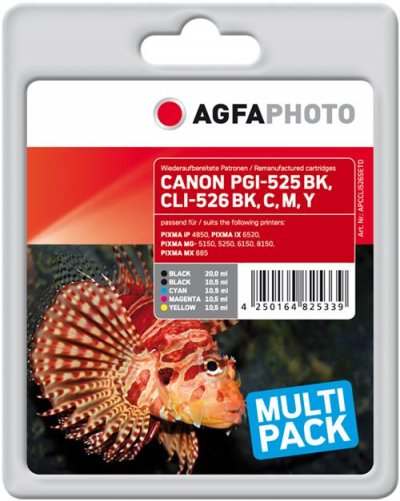 AGFAPHOTO Compatible Avec Canon Cli-526 Agfa Photo Apccli526setd Multipack Noir / Cyan / Magenta / Jaune 