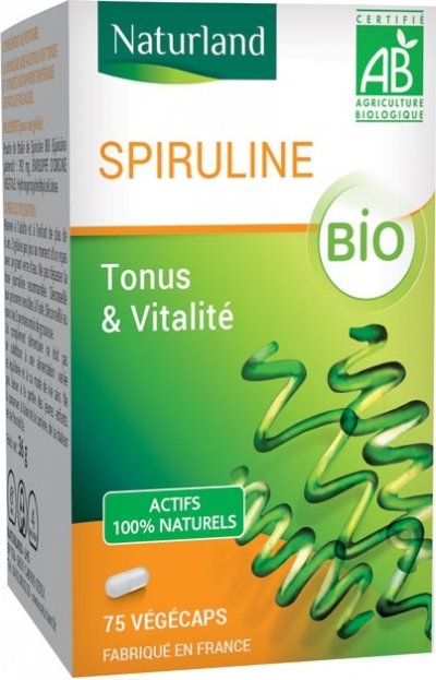 NATURLAND Compl&eacute;ment Alimentaire Bio Spiruline  - La Boite De 75 - 36g