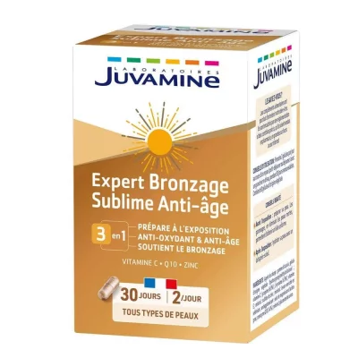 JUVAMINE Compl&eacute;ment Alimentaire Expert Bronzage Sublime Anti-age 3en1  - La Boite De 60 G&eacute;lules