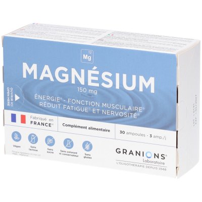 GRANIONS Compl&eacute;ment Alimentaire Magn&eacute;sium  - La Bo&icirc;te De 30 Ampoules