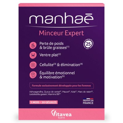 MANHAE Compl&eacute;ment Alimentaire Minceur Expert  - La Bo&icirc;te De 30 G&eacute;lules