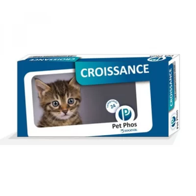 PET PHOS Compl&eacute;ment Croissance 195 Mg Chaton 96cps. - Pet-Phos