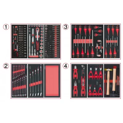 KS TOOLS Composition d'outils 4 tiroirs pour servante, 241 pi&egrave;ces  714.0241