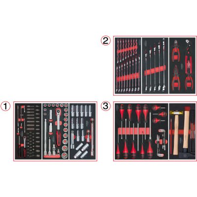 KS TOOLS Composition d'outils - Pour servante - 3 tiroirs - 158 pcs - 714.0158