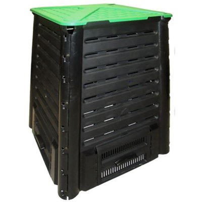 BELLIJARDIN Composteur 600L plastique recycl&eacute; 77x77x122cm Compost'fast noir/vert