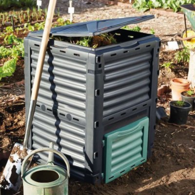 LINXOR Composteur, bac, poubelle &agrave; compost de jardin - 300 L - Noir et Vert