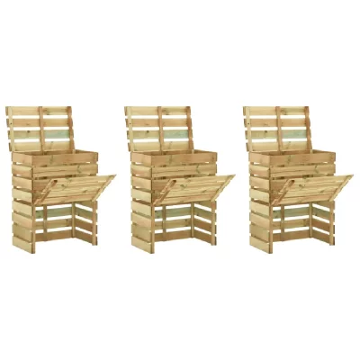 VIDAXL Composteur de jardin &agrave; lattes 3 pcs 80x50x100 cm Pin impr&eacute;gn&eacute;