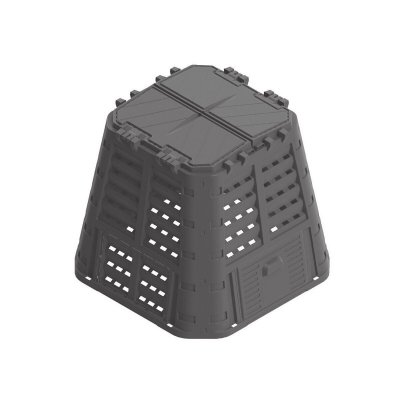 BRIXO Composteur de jardin  Ecobox Rugby 420 l 89 x 89 x H80 cm gris d&eacute;chets
