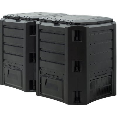PROSPERPLAST Composteur segment&eacute; double 800L 2 modules Noir COMPOGREEN 