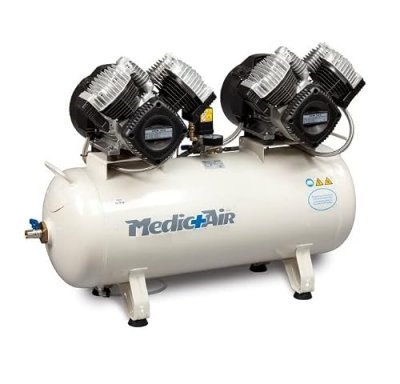 NUAIR Compresseur &agrave; air pour dentiste et laboratoires 2x3CV 2x2,2kW 400V Triphas&eacute; 90L Med 640-90F-6T 