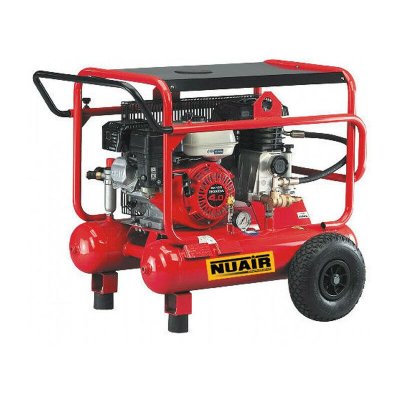 NU AIR Compresseur &agrave; moteur thermique essence mobile 5,5CV 4kW 2x10L 10 bar WARRIOR 103-5.5S-HONDA Nuair