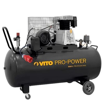 VITO Compresseur d'air &agrave; Courroie triphas&eacute; 300L 10 Bar 4000W 5.5CV 500L/min.