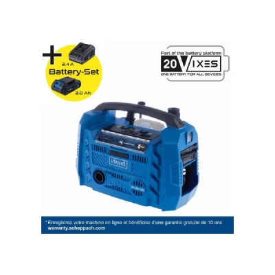 SCHEPPACH Compresseur sans fil 20V Airforce 6 10,3 bar 8 L/min 6 accessoires