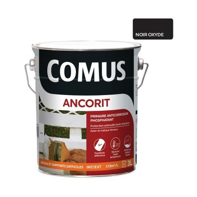 COMUS  - ancorit noir 3L - Primaire antirouille phosphatant pour supports ferreux noir
