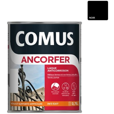 COMUS  - Laque antirouille Ancorfer 0,75L Satin noir RAL 9005 - 12340