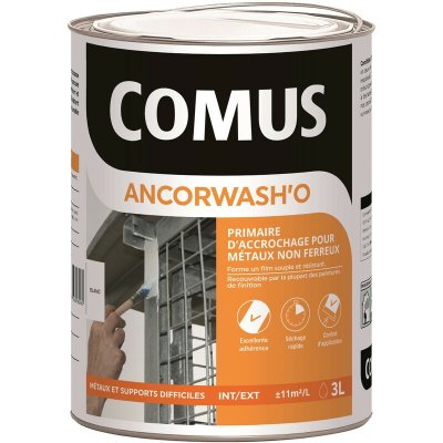COMUS  - Peinture primaire support difficile ANCORWASH'O 3L blanc - 28246