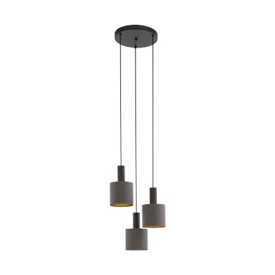 EGLO Concessa plafonnier suspendu &agrave; 3 lampes, brun fonc&eacute;