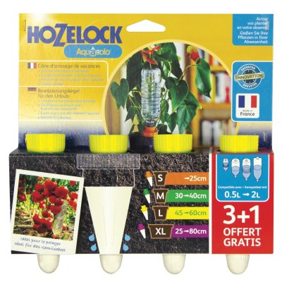 HOZELOCK C&ocirc;nes d'arrosage  Aquasolo pack 3+1 30 cl taille L jaune