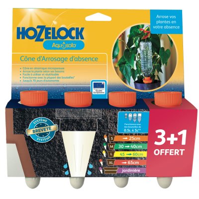 HOZELOCK C&ocirc;nes d'arrosage  Aquasolo pack 3+1 7 cl taille S orange