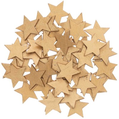 Confettis &eacute;toiles en bois dor&eacute;s