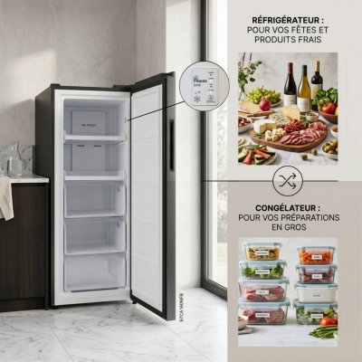7 SEVENSTARS Cong&eacute;lateur armoire S7CA160NFB 163L Froid ventil&eacute; Noir bross&eacute; Classe D