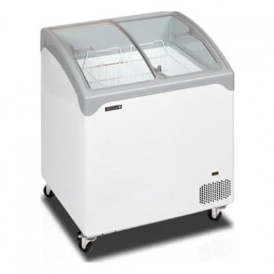 TEFCOLD Cong&eacute;lateur coffre Cr&egrave;me Glac&eacute;e &eacute;l&eacute;gant avec couvercles coulissants vitr&eacute;s bomb&eacute;s 138 L 