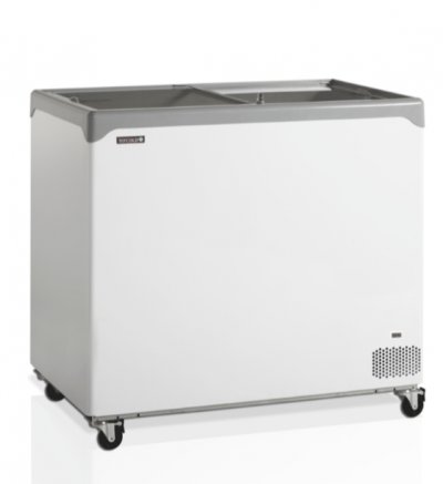 TEFCOLD Cong&eacute;lateur coffre de cr&egrave;me glac&eacute;e &eacute;l&eacute;gant avec couvercles coulissants vitr&eacute;s plats 218 L 