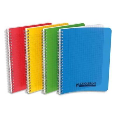 CONQUéRANT CONQUERANT cahier &agrave; spirales polypro 17x22 100p grands carreaux s&eacute;y&egrave;s 90g