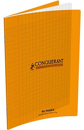 CONQUÉRANT SEPT Conqu&eacute;rant Cahier Grands carreaux Sey&egrave;s 96 pages 24 x 32 cm Orange