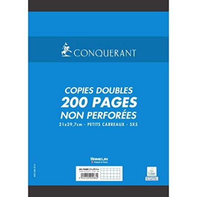 Conquerant classique conquerant sept copies doubles, a4, quadrill&eacute;, sans marge noir