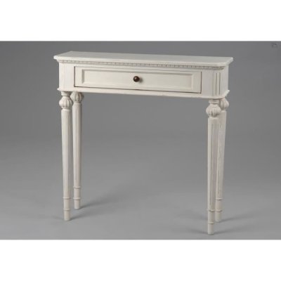 Console 1 tiroir L&eacute;onie 80x25 bois - Amadeus - Blanc - Bois
