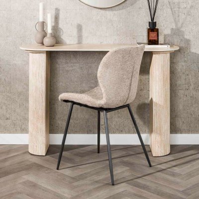 Console 120x35x78 cm en c&eacute;ramique effet travertin beige