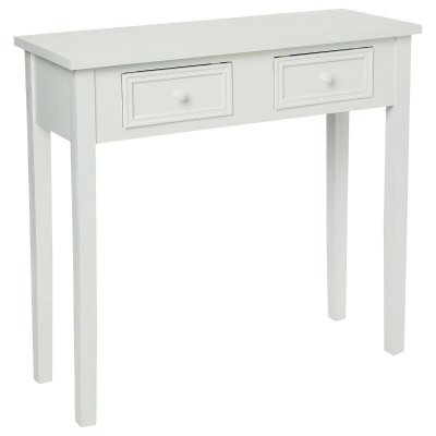 Console 2 tiroirs blanche ""Charme