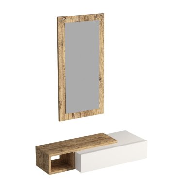 HANAH HOME Console Avec Miroir En Bois ""vien "" - 82 X 29 X 15 Cm - Blanc