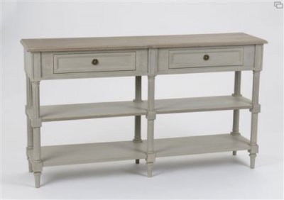 Console drapier &Eacute;douard 140x35 bois de Mindi - Amadeus - Gris - Bois