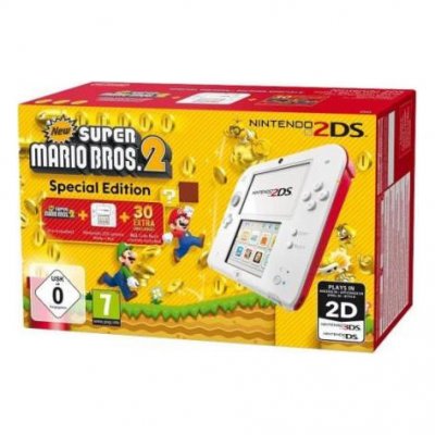 Console Nintendo 2DS Blanc + rouge + New Super Mario Bros 2