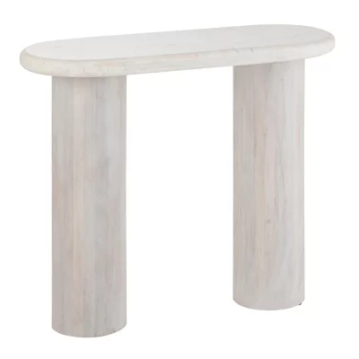 Console Ovale En Marbre ""noor"" 91cm Blanc Cass&eacute;