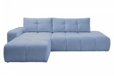 CASANOVA PARIS Constance - Canap&eacute; D'angle Tissu Chenille 4 Places Bleu Clair Gauche