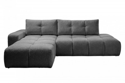 CASANOVA PARIS Constance - Canap&eacute; D'angle Tissu Chenille 4 Places Gris Fonc&eacute; Droit