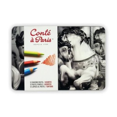 GENERIQUE Cont&eacute; &agrave; Paris Bo&icirc;te M&eacute;tal Assortiment 12 Crayons Pastel