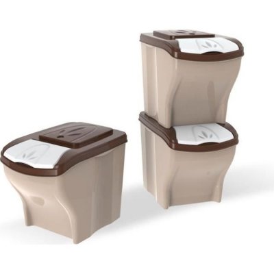 BAMA Conteneur &agrave; croquettes lot de 3 Beige,Marron