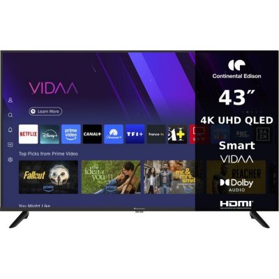 CONTINENTAL EDISON  - CELED43SVQLD26B7 - TV LED UHD QLED 43&ldquo; (110 cm) - 3xHDMI 2xUSB - Noir