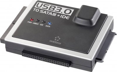 RENKFORCE Convertisseur USB 3.0 -  - SATA/IDE - 1x USB 3.0 m&acirc;le - 1x IDE femelle 40 p&ocirc;les - Noir