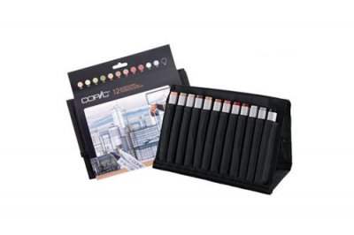 COPIC  marqueurs professionnels, trousse de 24 avec 12 