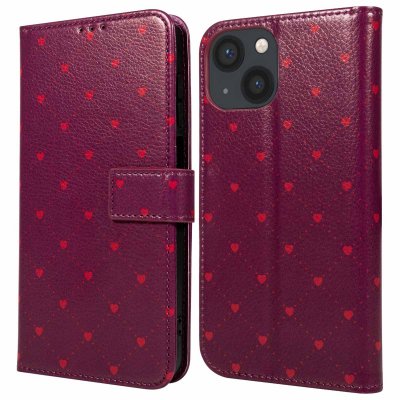 IMOSHION Coque adapt&eacute; &agrave; Apple iPhone 13 -  &Eacute;tui de t&eacute;lephone portefeuille Design - Rouge