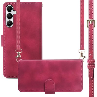 IMOSHION Coque adapt&eacute; &agrave; Samsung Galaxy A17 (5G) -  Etui de t&eacute;lephone portefeuille avec cordon - Rouge