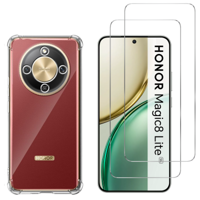 PHONILLICO Coque antichoc pour Honor Magic 8 Lite 5G et 2 Verres Tremp&eacute; Film Protection Ecran