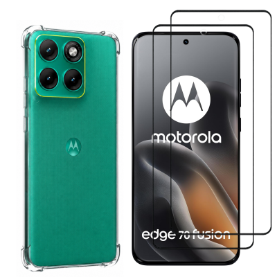 PHONILLICO Coque antichoc pour Motorola Edge 70 Fusion 5G et 2 Verres Tremp&eacute; Film Protection Ecran