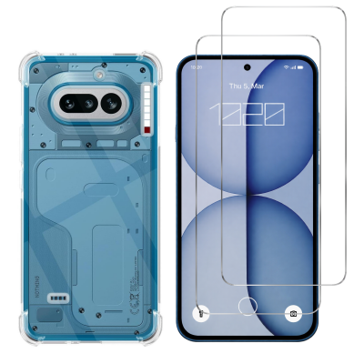 PHONILLICO Coque antichoc pour Nothing Phone 4a et 2 Verres Tremp&eacute; Film Protection Ecran